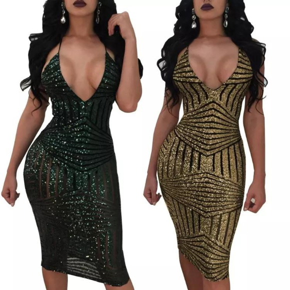 GOLD SEXY DRESS - Picture 1 of 4